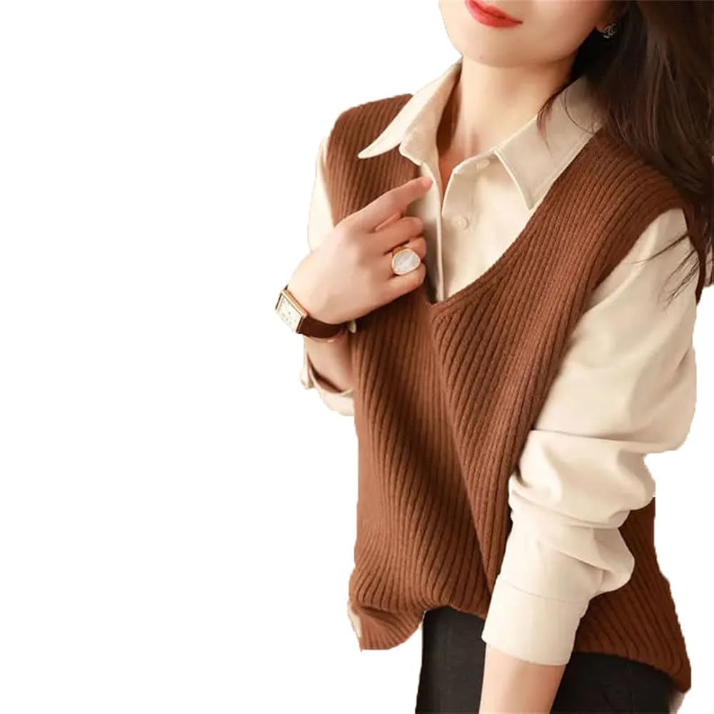 【MODERNIF】Bron V-neck Knit Vest XJRJ Sweater Vest Men Thicken V-neck Sleeveless Knitted